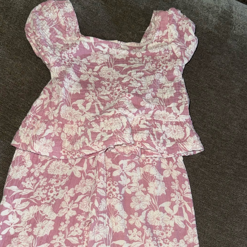 Rabbit & Bear Organic Pink Floral Baby Outfit